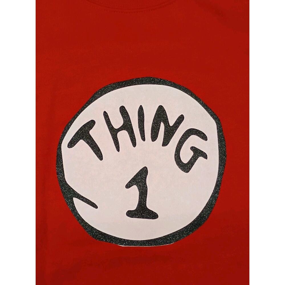 Gildan (Medium) Red Seuss Landing Thing 1 Theme Sweatshirt - Picture 5 of 10